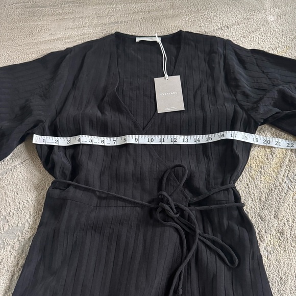 Everlane black midi dress the city stripe wrap midi dress minimalist 10 new - Picture 8 of 15